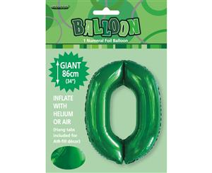 Emerald Green 0 Numeral Foil Balloon 86cm