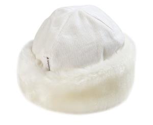 Faux Fur Kids Hat Cotton Lined - White