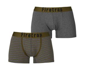 Firetrap Men 2 Pack Trunks - Charc/OliveStrp