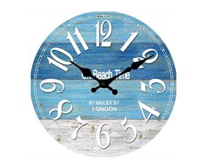 French Country Chic Retro Inspired Wall Clock 30cm ON BEACH TIME