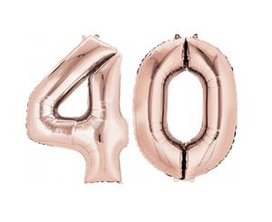 Giant Rose Gold Number 40 Foil Balloons