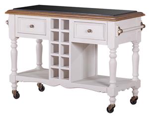 Hampton Kitchen Island Bench In Distressed White With Honey Top - Kitchen Island Benches