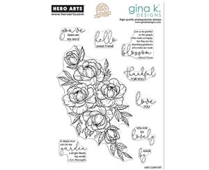 Hero Arts + Gina K 6inch X8inch Stamp Set Friendship Blooms