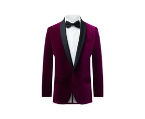 Holland & Sherry Mens Plum Velvet Tuxedo Jacket Regular Fit 100% Cotton