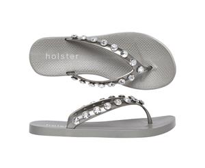 Holster - Women's Waikiki Jewelled Air-Foam Flip Flop - Pewter