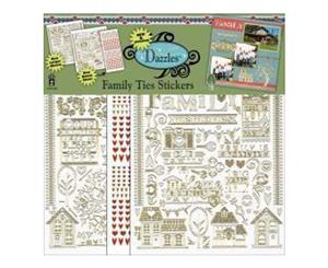 Hot of the press - Dazzles Stickers 3/Pkg Family Ties - Silver/Silver/Red