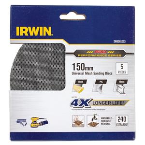 Irwin 150mm 240 Grit Orbital Sanding Disc - 5 Pack