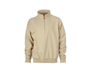 James And Nicholson Unisex Workwear Half Zip Sweatshirt (Stone) - FU275