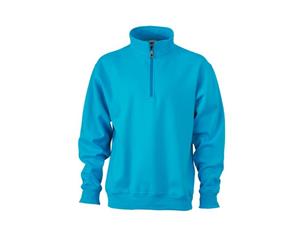 James And Nicholson Unisex Workwear Half Zip Sweatshirt (Turquoise) - FU275