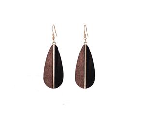 Jewelcity Sunkissed Womens/Ladies Wood Teardrop Earrings (Brown/Gold) - JW982