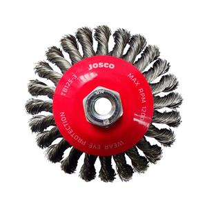 Josco 125mm M14-Thread HD-Steel Twist Knot Wire Bevel Brush