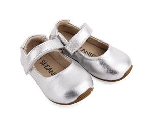 Kids Leather Mary-Jane Shoes Silver