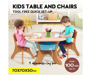 Kids Table and Chairs Set Toy Storage Box Activity Play Desk Children Furniture