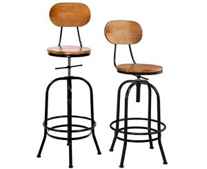 Levede Industrial Bar Stools Kitchen Stool Wooden Barstools Swivel Vintage Chair