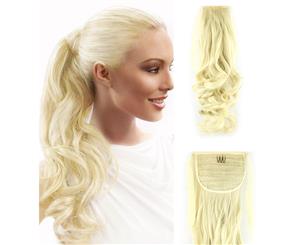 Light Blonde 22" Hair Extension Synthetic Hair Ponytail Curly Wavy Ribbon