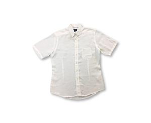 Men's Eton Slim Short Sleeved Linen Shirt In White