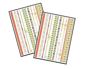 Metallic Temporary Tattoo Gold Silver Glitter Party Body Sticker Waterproof 2 Sheets 094