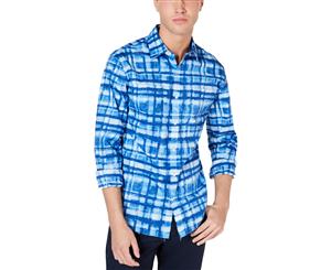 Michael Kors Mens Plaid Slim Fit Button-Down Shirt