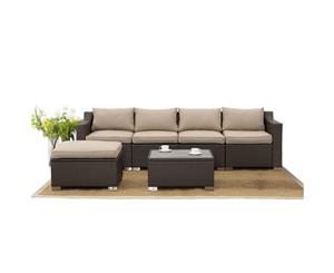 Milford 6 Piece Modular Wicker Sofa Lounge Set - Storage Ottoman