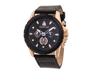 Morphic M57 Series Chronograph Leather-Band Watch - Rose Gold/Black