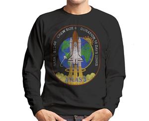 NASA STS 66 Atlantis Mission Badge Distressed Men's Sweatshirt - Black