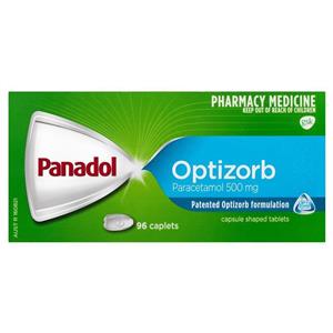 Panadol with Optizorb Paracetamol Pain Relief Caplets 500mg 96