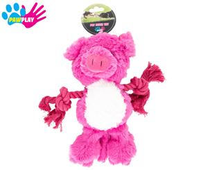 PawPlay Soft Pig With Rope Dog Toy - Pink