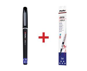 Pfeiffer Uwrite Gel Royal Blue 1 Pen + Pack Of 2 Refills Bundle