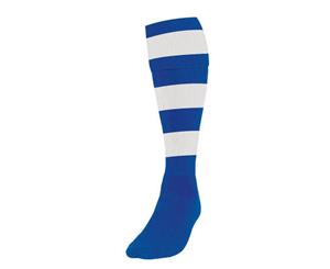 Precision Hooped Football Socks Large Boys Royal/White