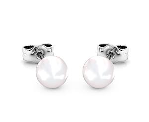 Purity Pearl Stud Earrings Embellished with Swarovski Crystal Pearls-White Gold/Pearl