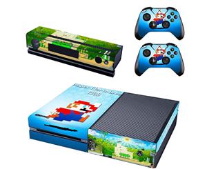 REYTID Console Skin / Sticker + 2 x Controller Decals & Kinect Wrap Compatible with Microsoft Xbox One - Full Set - Super Mario Bros - Blue