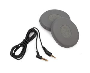 REYTID Replacement Cable and Ear Pad Cushion Kit Compatible with Bose QC3 QuietComfort 3 Headphones - Grey - Black