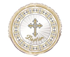 Radiant Cross Gold & Silver Baptism 45cm Foil Balloon - Packaged