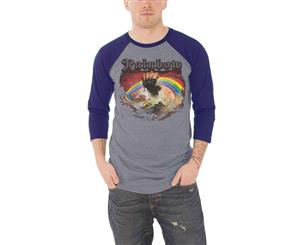 Rainbow Baseball Shirt Rising Tour 2017 Logo Official Mens Long Sleeve - Grey