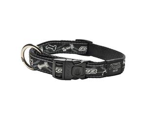 Rogz Black Bones Dog & Puppy Collar (16mm x 26 to 40cm) Fancy Dress Scooter Beltz