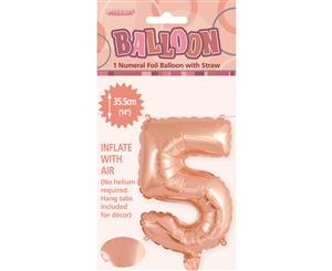 Rose Gold 5 Numeral Foil Balloon 35cm