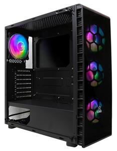 Rotanium (Temper-TG302 RGB) Black (4x RGB fan) Tempered Glass ATX Gaming Case without PSU