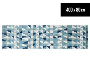 Rug Culture 400x80cm Mirage Modern Runner - Blue