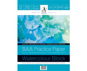 SAA Watercolour Practice Paper Block 1/4 Imperial (28x38cm/11x15") NOT 12 Sheets