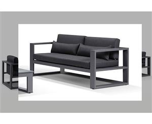 Santorini 2 Seater Outdoor Aluminium Lounge - Outdoor Aluminium Lounges - Charcoal with Denim Grey