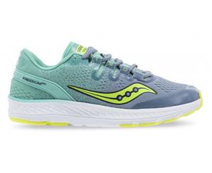 Saucony Girls S-Freedom ISO Shoes Kids Running School Athletic Sports Lace Up Sneakers- Grey/Teal - Grey/Teal