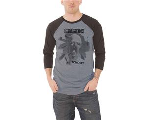 Scorpions T Shirt Out Album Cover Official Mens 3/4 Sleeve Baseball Shirt - Grey