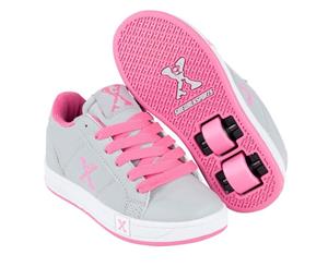 Sidewalk Sport Kids Lane Girls Lace Up Flat Skate Wheeled Roller Shoes - Grey/Pink