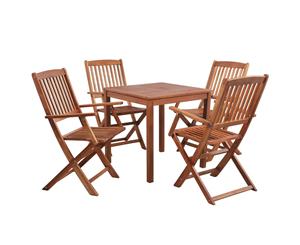 Solid Acacia Wood 5 Piece Outdoor Dining Set Garden Indoor Table Chairs