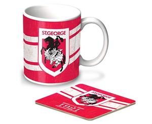 St George Dragons NRL Heritage Design Coffee Mug and Coaster Gift Set