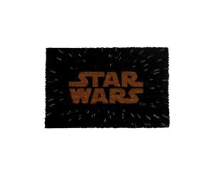 Star Wars Gold Main Logo in Space Door Mat