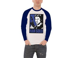 Star Wars T Shirt Han Solo Vintage Block Logo Official Mens Baseball Shirt - White