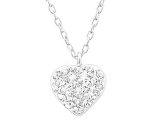 Sterling Silver Kids Heart Necklacemade with Swarovski Crystal