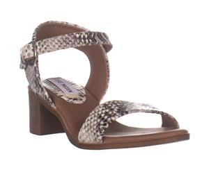 Steve Madden April Block Heel Ankle Strap Sandals Natural Snake