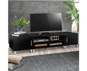 TV Cabinet Stand Entertainment Unit Black Storage Lowline 190CM